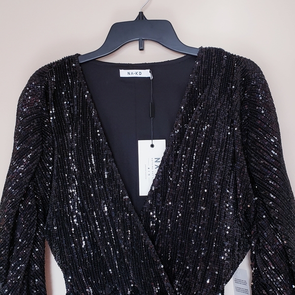 NA-KD| Balloon Sleeve Sequin Mini Dress  - Picture 6 of 11